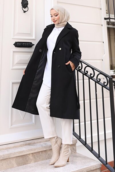 Modamihram Μπουφάν με ζώνη μαύρο 19271