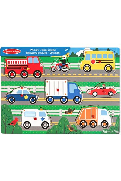 Melissa & Doug Vehicle puzzle, multi-colored wooden, 2 years+,