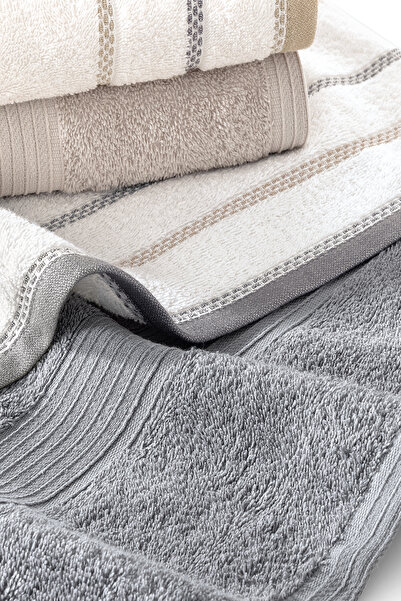Yataş Harmony 4-Piece Hand / Face Towel Set - Gray / Beige