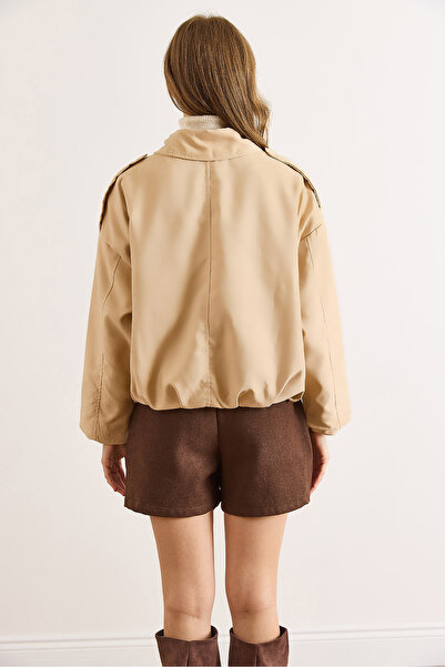 Olalook Γυναικεία φούστα με επένδυση από πέτρα πλισέ oversized σουέτ μπουφάν CKT-19000494