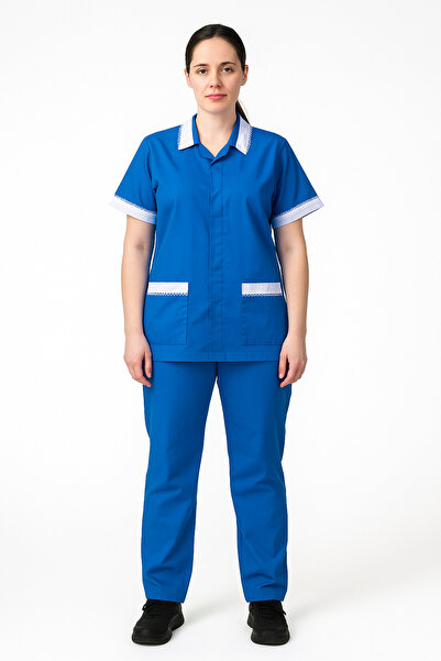 Rannah's Uniform طقم زي خادمة منزلية محترفة مزود بسحاب للإغلاق - بلوزة وبنطلو...