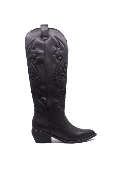 Anna Viotti Ghete tip saboți din piele neagră pentru femei, cu tijă brodată, ...