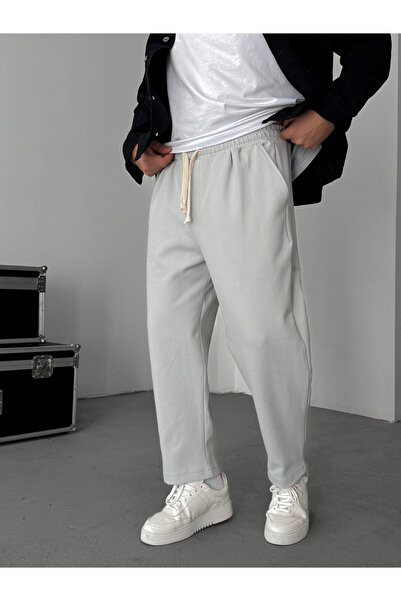 BYBASICMAN Pantaloni groși gri cu formă largi JJ-172