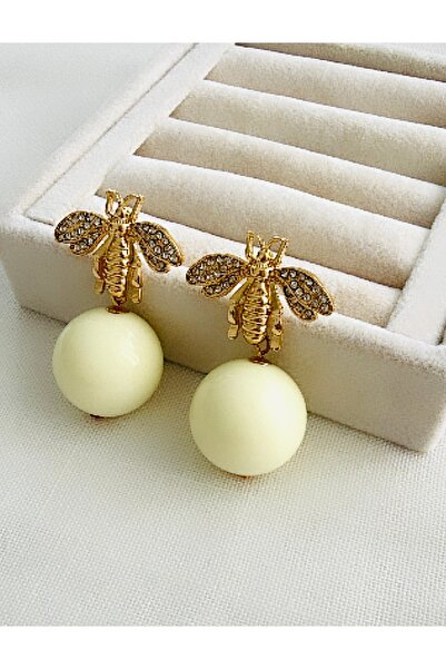 VNS Accessories أقراط على شكل نحلة مرصعة بالأحجار الكريمة (4.5 سم)