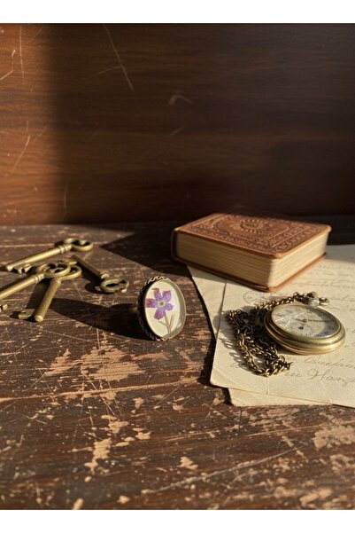 EMİNOS BUTİK خاتم مصنوع يدويًا من الزهور الحقيقية المجففة