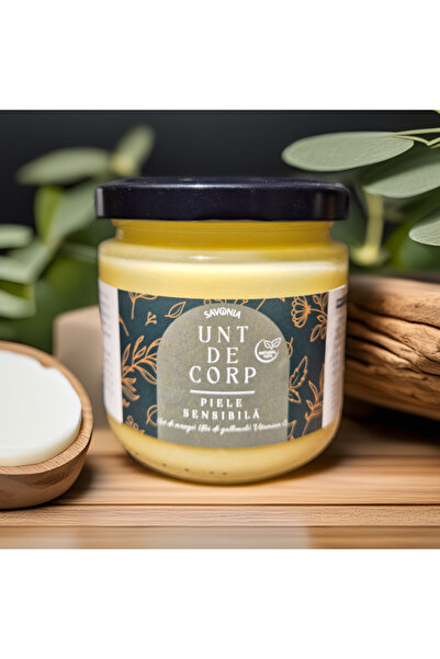 Savonia Unt de corp calmant pentru piele sensibilă 100% cu mango, gălbenele și Vitamina E – 160 g