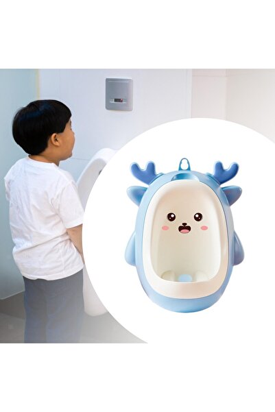 Flippy Dalip Boys' Urinal, Deer-shaped, 0-8 yrs, Wall-mount, Brush Included, 29.8x23.8 cm, Blue