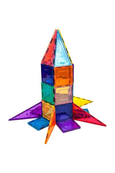 PicassoTiles Rocket Set, 32 magnetic construction pieces