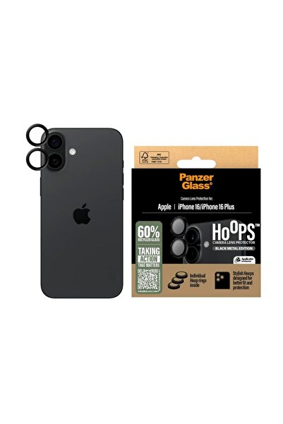 CARE by PanzerGlass® Protecție cameră pentru iPhone 16 / 16 Plus, cu separare optică, sticlă securizată, neagră