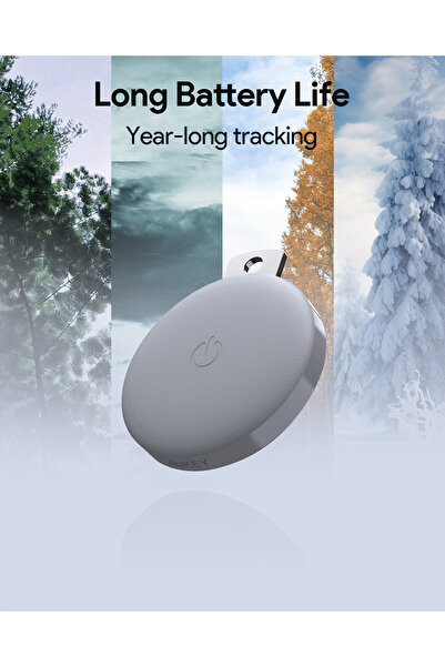 AUKEY Track Mate، جهاز تعقب ذكي يعمل بالبلوتوث، بطارية قابلة للاستبدال، عمر بطارية 6 أشهر TM-10 رمادي