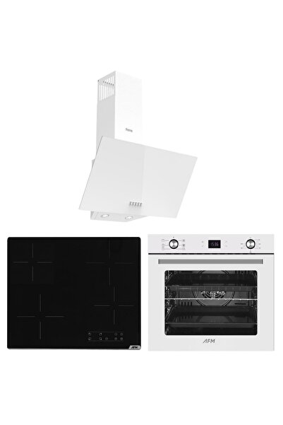 Ferre ve AFM tech Marka/ Beyaz Vitroseramik Elektrikli Ankastre Set ( D087 + V6-04 + FM7701 )