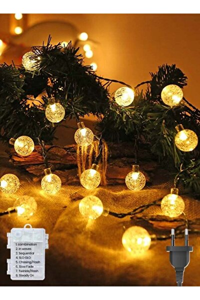 modi 50m 360-LED Outdoor Warm White Ball String Lights, 8 Modes, Black Wire, 20W, IP44
