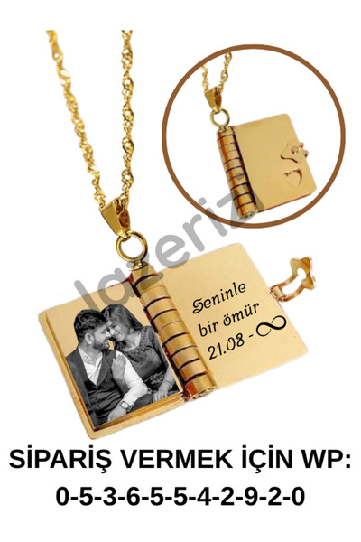 Doğaltaş Kişiye Özel Resim Veya Yazı Baskılı Kitap Kolye