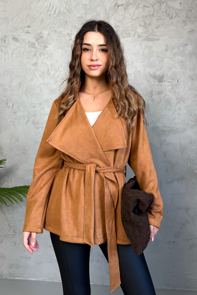 ModaPlaza Jachetă din piele de căprioară pentru femei 2726