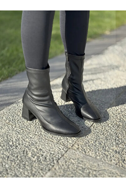 LOVE SHINE Felix Esnek Streç Kısa Topuklu Kadın Bot Büyük Numara