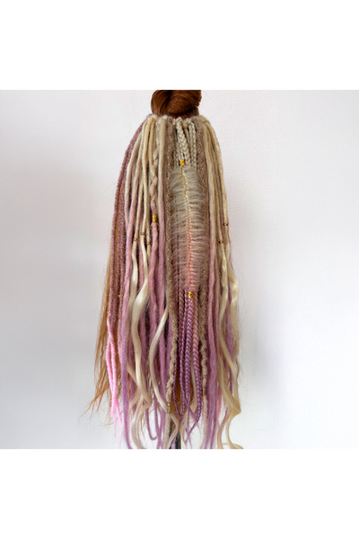 EL YAPIMI Craft Curls , Helen2 40'lı Afro Toka, Platin, Platin Pembe Ombre