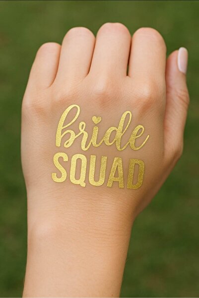 TAKIŞTIR Altın Renk Bride Squat Yazılı Geçici Dövme Tattoo