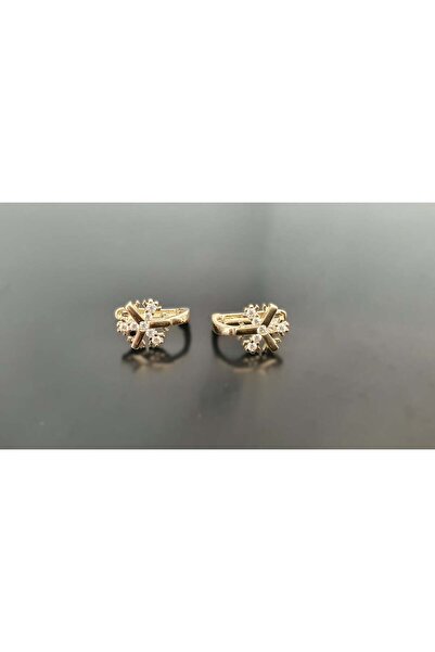 Goldlife jewellery Kız Çocuk Bebek 14 Ayar Altın Kar Tanesi Küpe