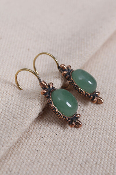 Süspüs Accessories Authentic Earrings with Green Aventurine Stone