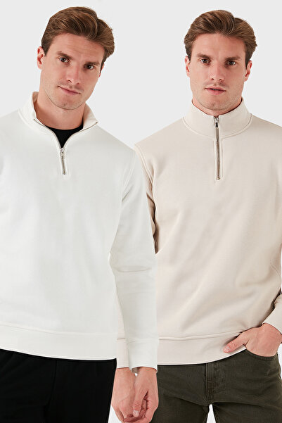 Buratti Памучна блуза с правилна кройка и стояща яка, 2 броя, мъжка SWEAT 590...