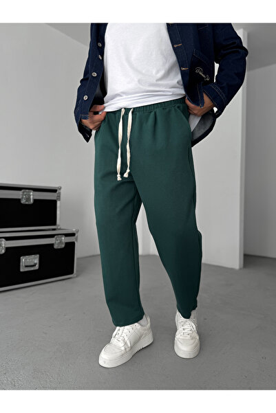BYBASICMAN Dark Green Loose Fit Thick Pants Jj-172