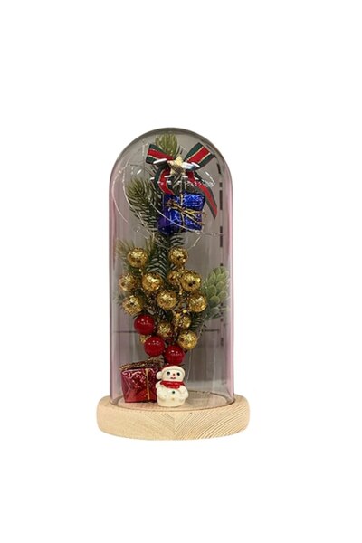 Clini Decorațiune de Crăciun cu brad mic și luminițe în glob de sticlă, 4x-04...