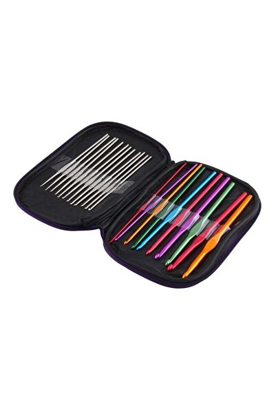 Generic 22-Piece Aluminum Crochet Hook Knitting Needle Set Multicolour