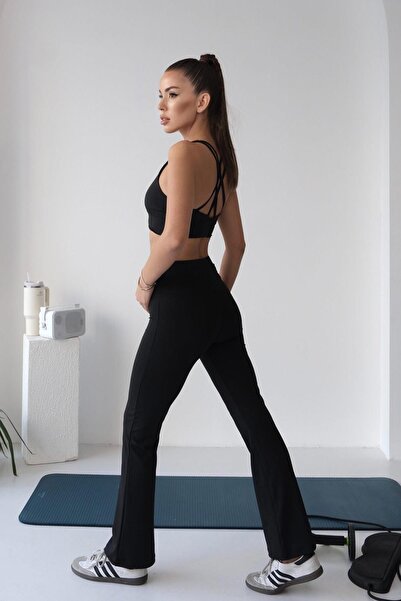 Mine Tan Butik İspanyol Paça Dalgıç Tayt - Siyah