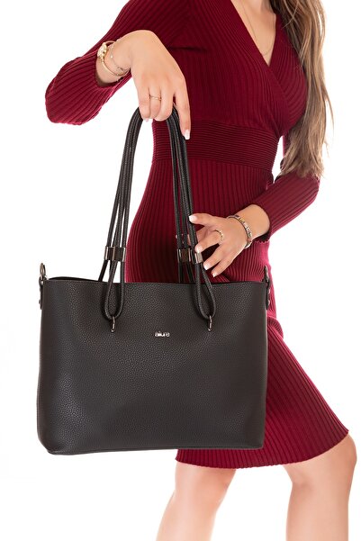 Gondol Geantă de mână și de umăr cu două compartimente pentru femei ald.6753 Negru
