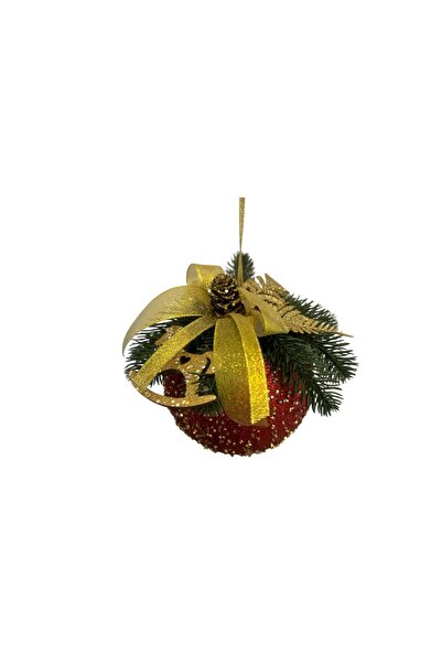 ChristmasExpress Globuri rosu /auriu decorate – d15 cm