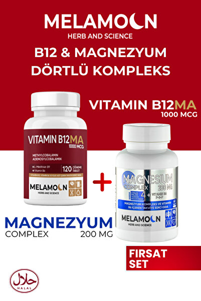 Melamoon B12, B6 Ve Folik Asit ve Magnezyum Kompleks Set