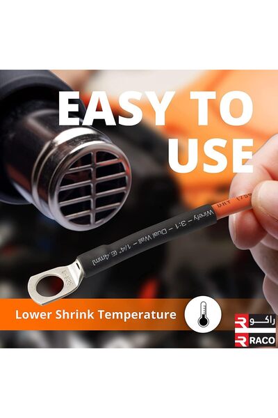 Raco Heat Shrink Sleeve, Heat Shrinkable Tube for Wire Insulation, 1m (3mm, Black)