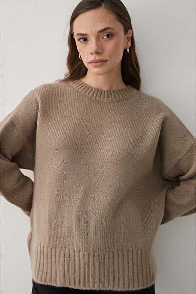 Laluvia Mink Crew Neck Basic Sweater - 2217