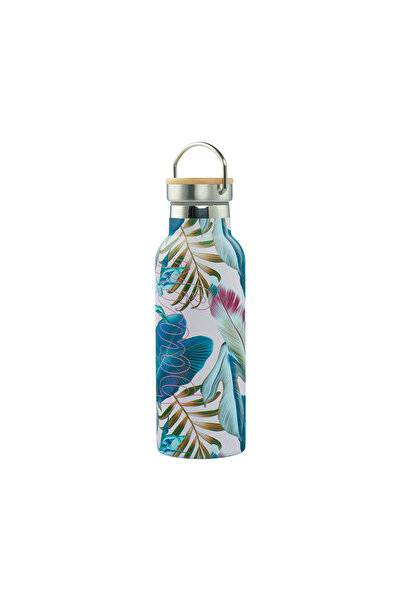 Baagl Thermo bottle with bamboo lid Leafs, 500 ml