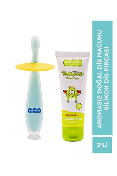 BABYTON Doğal Aromasız Diş Macunu Florürsüz - Silikon Diş Fırçası