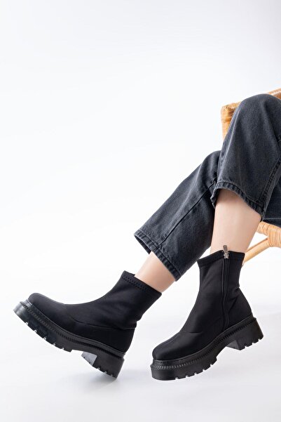 Aymood 236-2011 Black Diver Zippered Daily Women's Boots