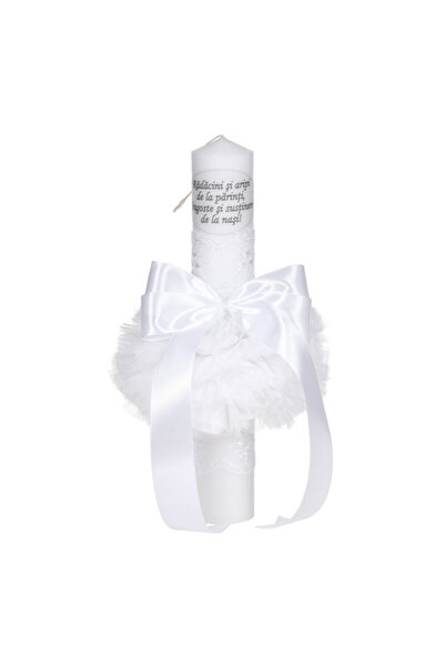 BebeNou Λαμπάδα Βάπτισης Unisex Λευκή Δαντέλα Denikos® C1032