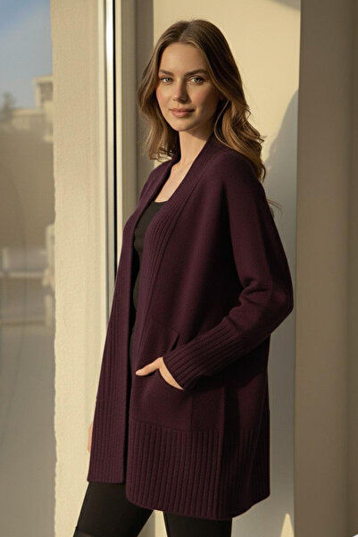 MILANOFOX Women's Oversized Textured Washable Thick Soft Pocketed Knitwear Cardigan