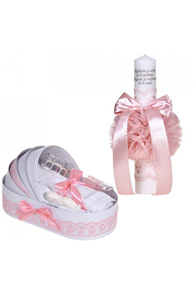 BebeNou Λαμπάδα & Σετ Βάπτισης Landau Model Denikos® Girls Ροζ