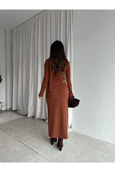 Mooi Butik Candis Knitwear Scarf Set 8512 - Brown