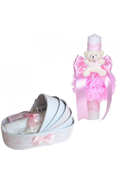 BebeNou Ολοκληρωμένο Σετ Βάπτισης για Κορίτσια με Λαμπάδα Denikos C1105