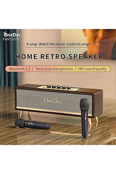 ONEDER D8 Vintage Bluetooth Speaker with TF / USB / FM, Wood Grain Wireless Speaker
