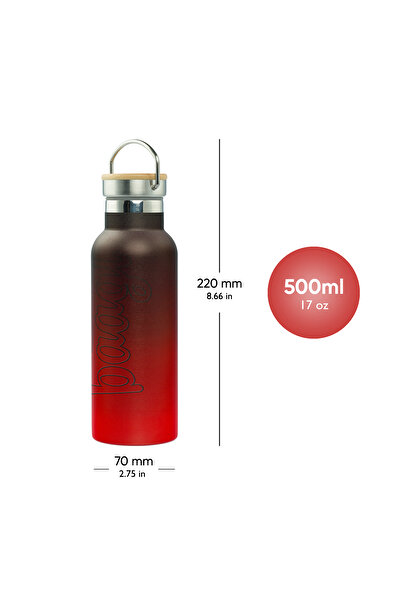 Baagl Thermo bottle with bamboo lid Gradient red-black, 500 ml