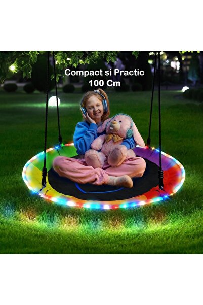Smart Vibe Kango™ FLASH 100 cm Nest Swing with LED Lights, Remote, 4 Modes/16 Colors