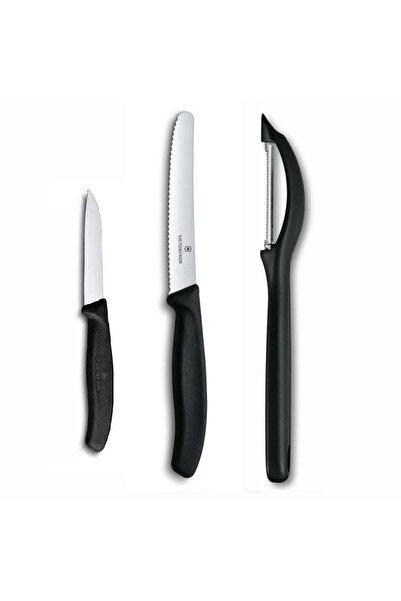 Victorinox مجموعة من 3 سكاكين للخضروات والفواكه بطول 11 سم مسننة و8 سم مستقيمة - مقشرة طماطم وخضروات