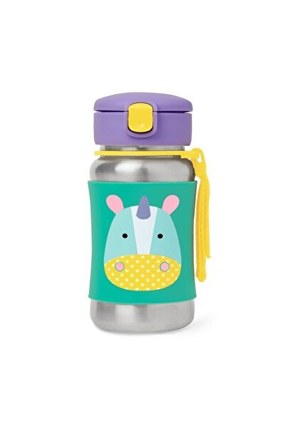 Skip Hop Sticla cu pai, Skip Hop, Zoo, Din otel inoxidabil, Cu pai flexibil, 350 ml, 12 luni+, Unicorn