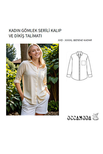 Handmade Kadın Gömlek Dikim Kalıbı ve Dikim Talimatı, XXS-4XL BEDEN ARALIĞINDA