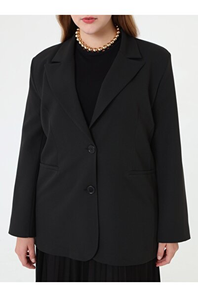 ALİA Klasik Büyük Beden Ceket - Siyah -