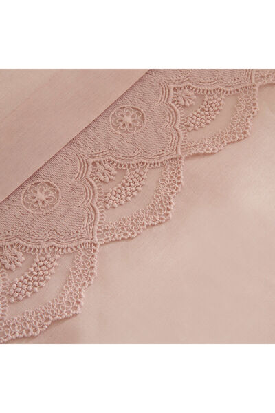 Karaca Home Teora 100% Cotton Lace Double Duvet Cover Set Powder