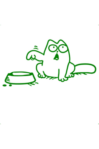 Oracal 651 Decorative wall, car and window sticker, Cat with bowl, 19cm, green